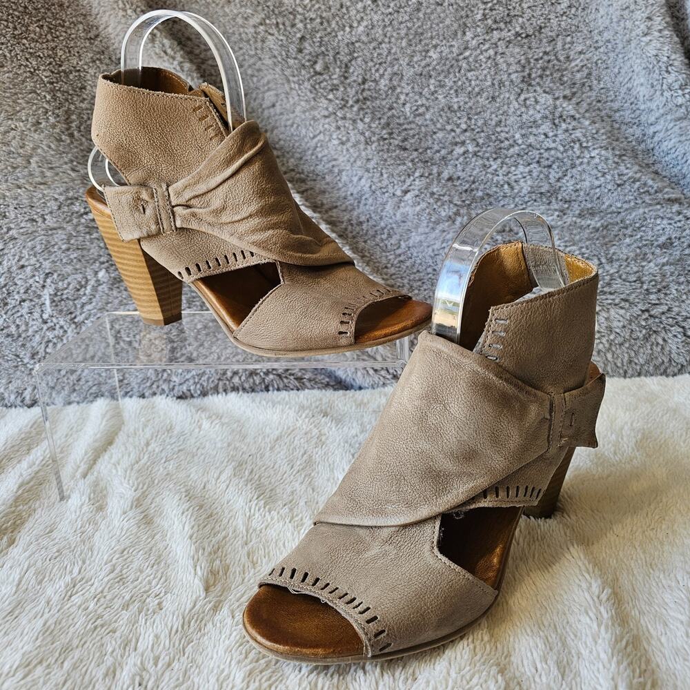 Miz Mooz NYC Taupe Brown Leather Moonlight Peep-toe Heeled‎ Sandals 40 9 9.5